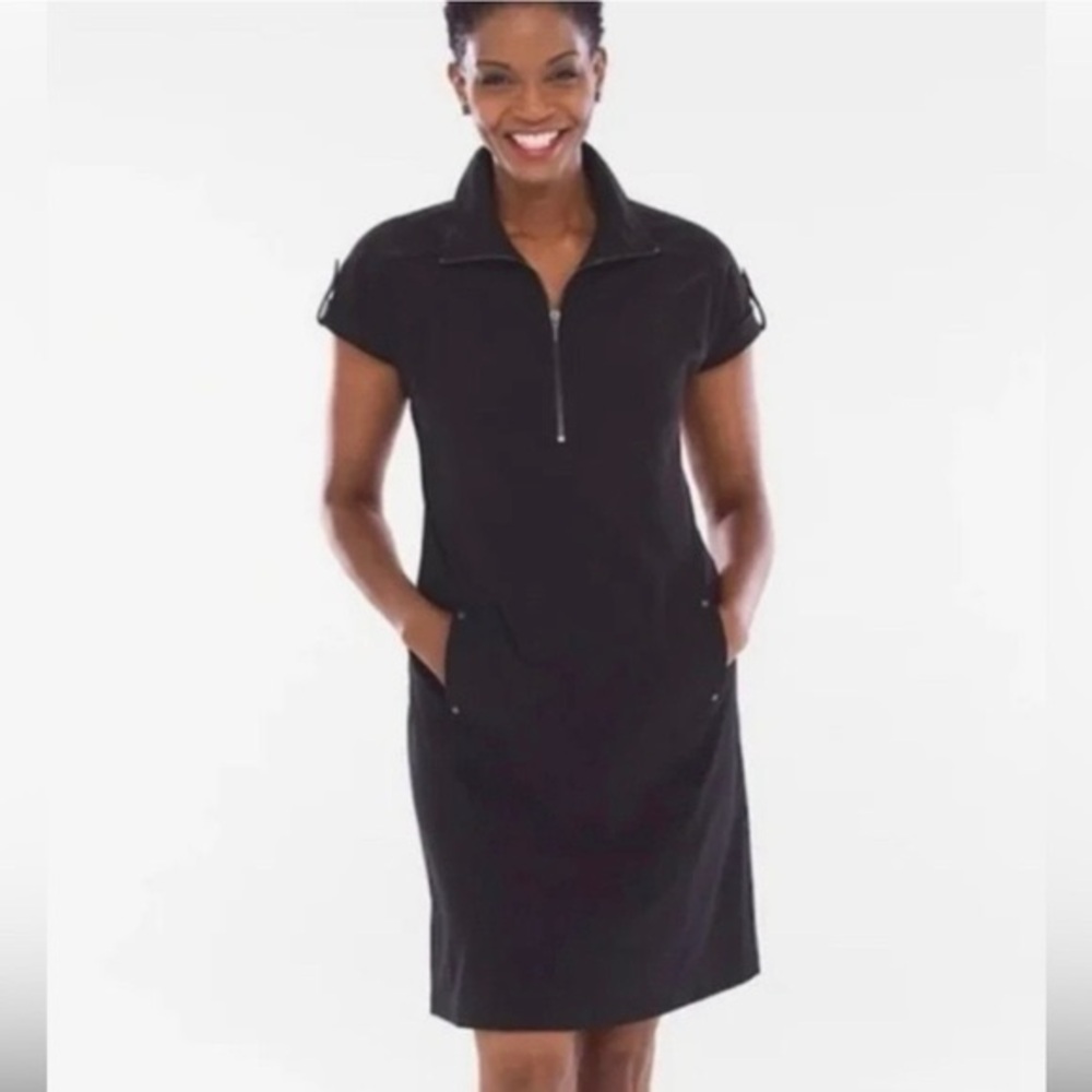 Elegant Black Mini Dress with Zipper by Chicos